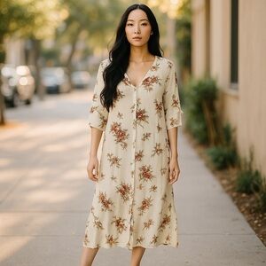 Blushing Heart Floral Ivory Duster